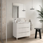 BATHME TRIO Conjunto Completo Mueble de Baño 3 Cajones Color Blanco Brillo