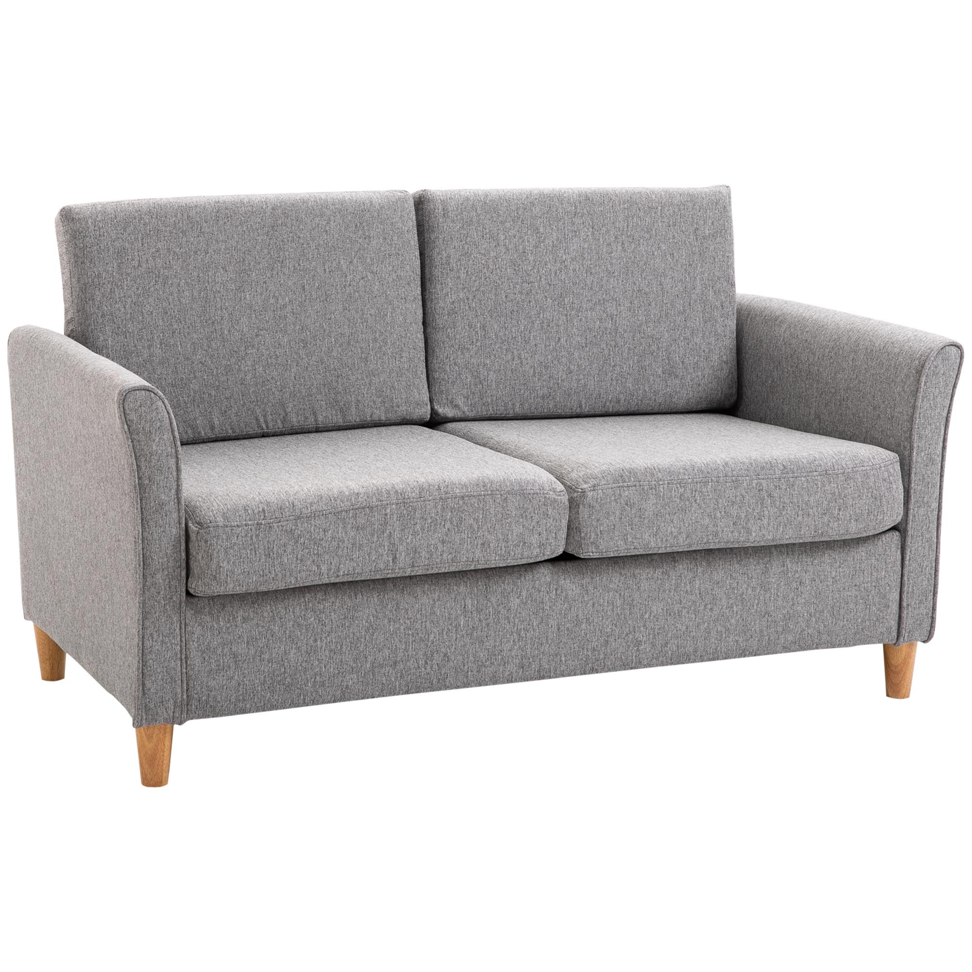 56" Loveseat with Wooden Legs 2-Seater Sofa for Living Room Bedroom, Grey