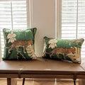 Elegant Green Leopard-Print Pillow Cover