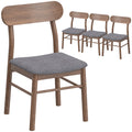 Set of 4 Upholstered Mid-Century Modern Dining Chairs with Curved Backrest, Gray