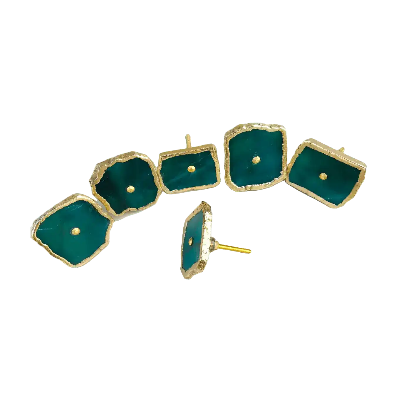 Emerald Green Agate Cabinet Door Pull Handle - Set of 6