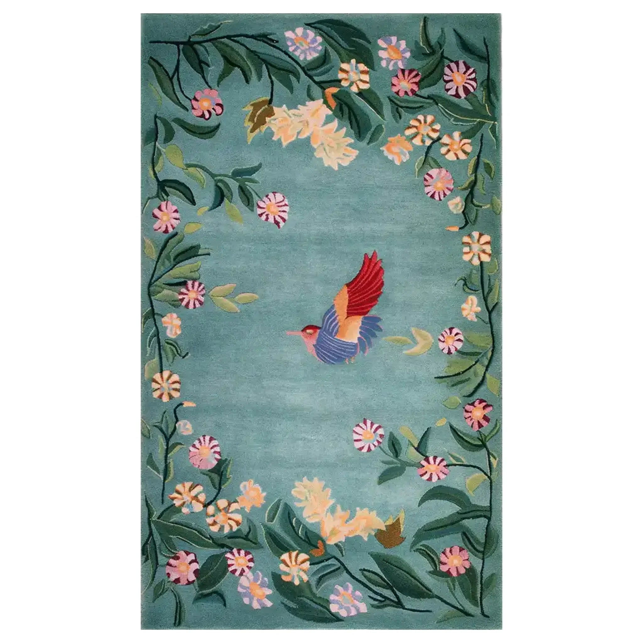 Enchanted Floral Flight Knotted Wool Rug