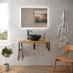 BATHME NIZA Encimera de Baño con Lavabo SOLID SURFACE Negro Mate Color Roble