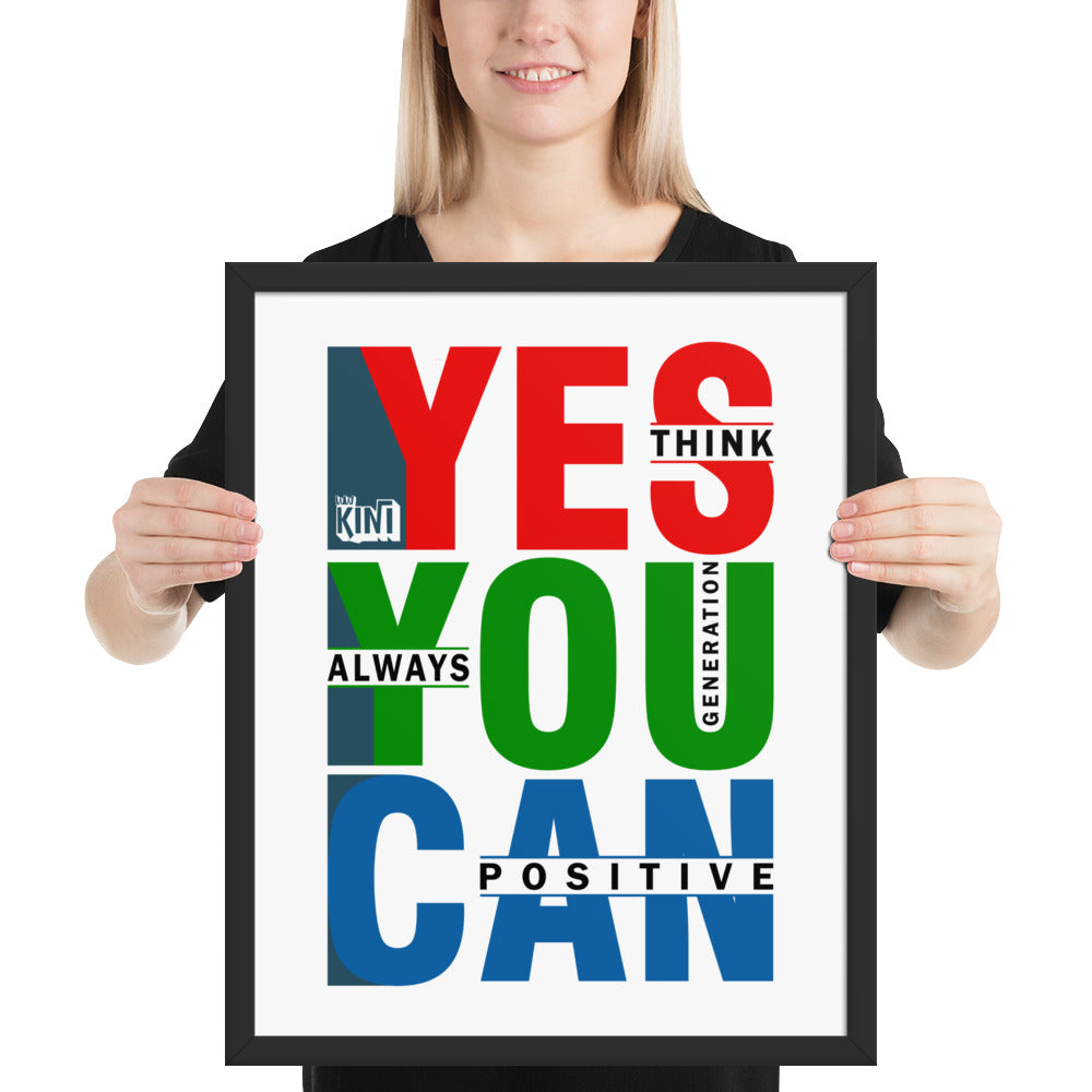 Cuadro decorativo  Yes You Can con marco