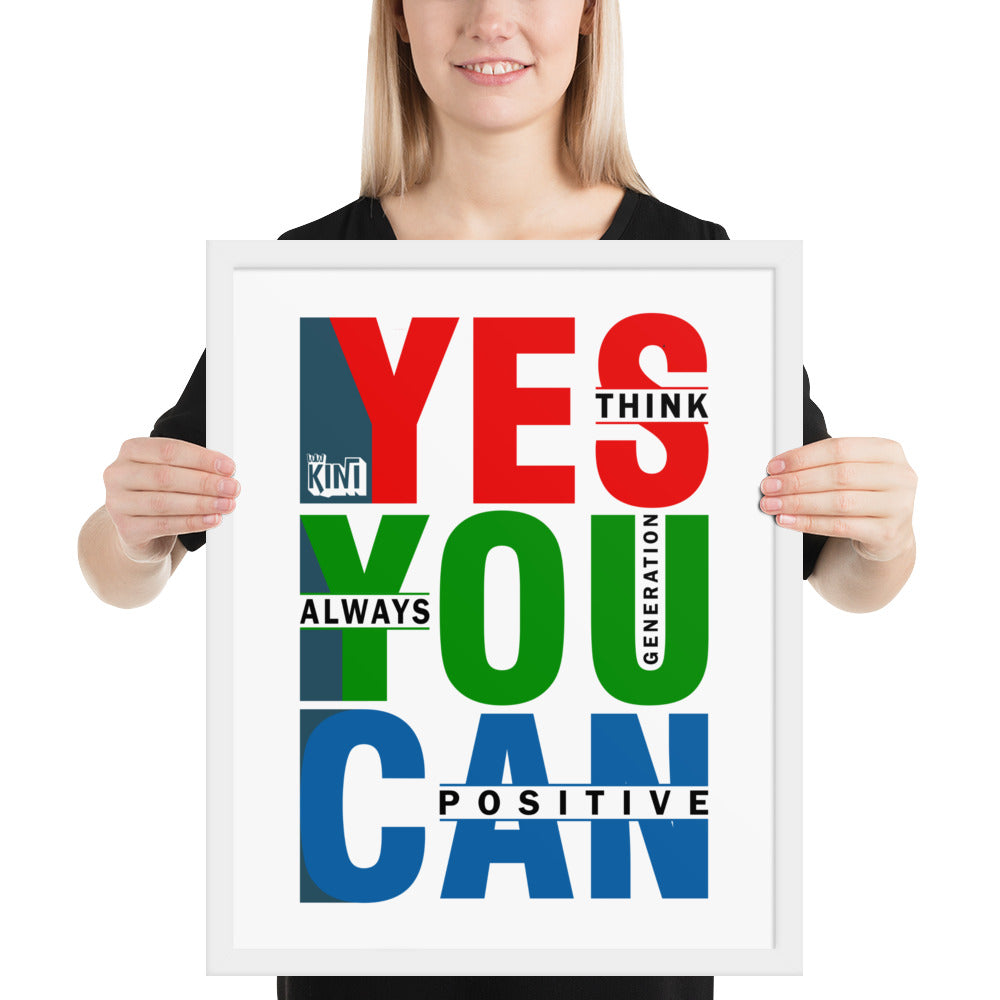 Cuadro decorativo  Yes You Can con marco