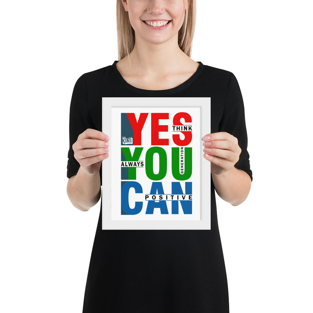 Cuadro decorativo  Yes You Can con marco