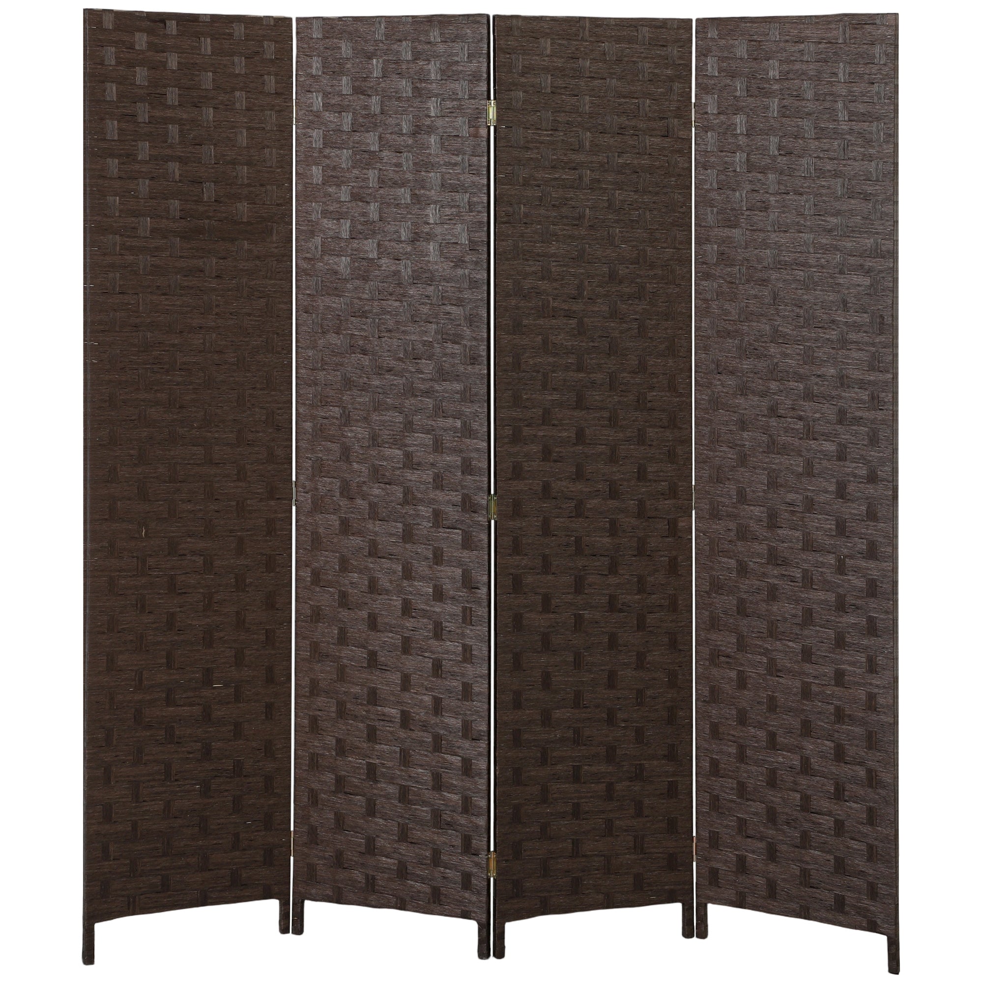 4-Panel Freestanding Folding Room Divider with Wave Fibre Panels, Privacy Screen for Bedroom or Office, 170 cm x H, Dark Brown
