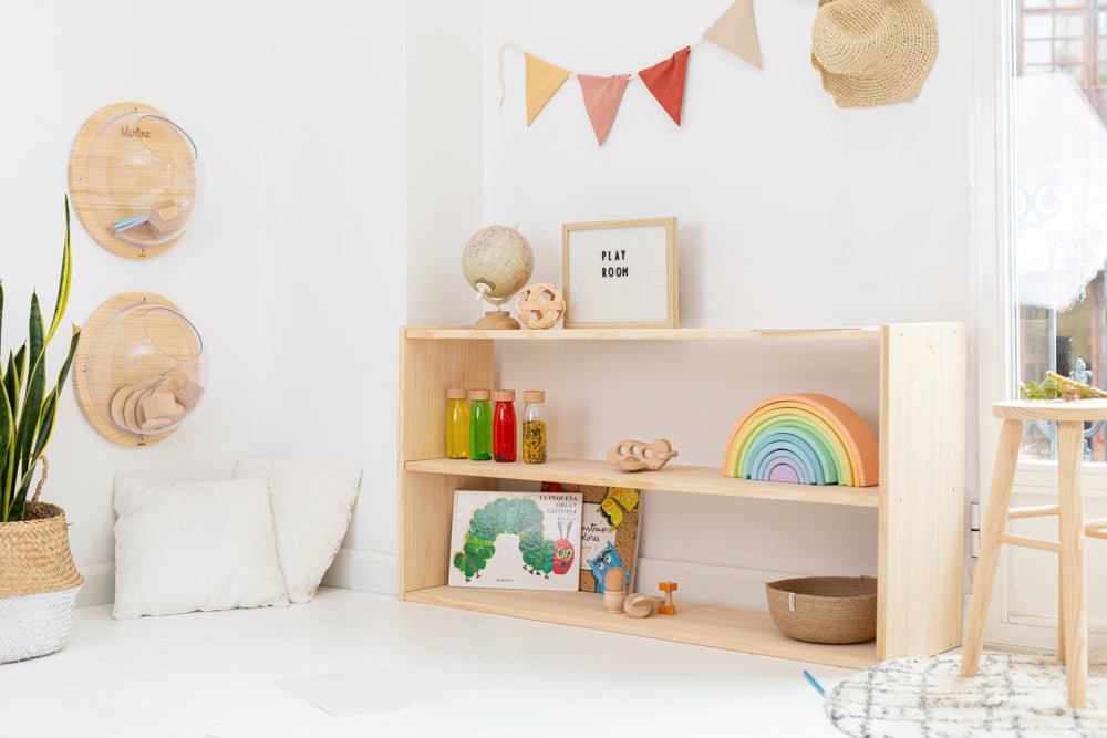 Estantería montessori de madera maciza de 3 estantes
