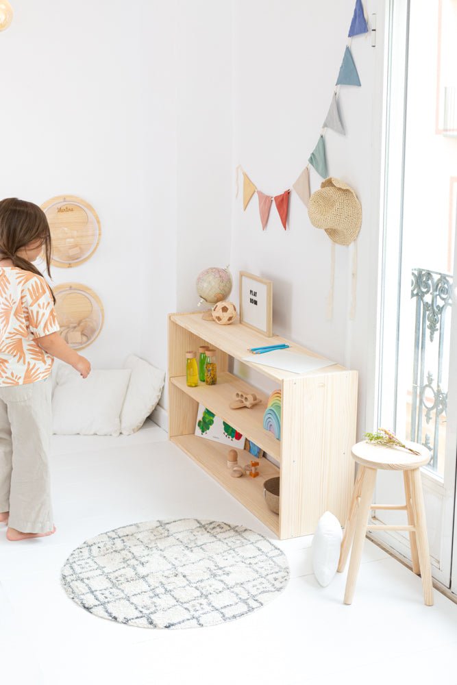 Estantería montessori de madera maciza de 3 estantes