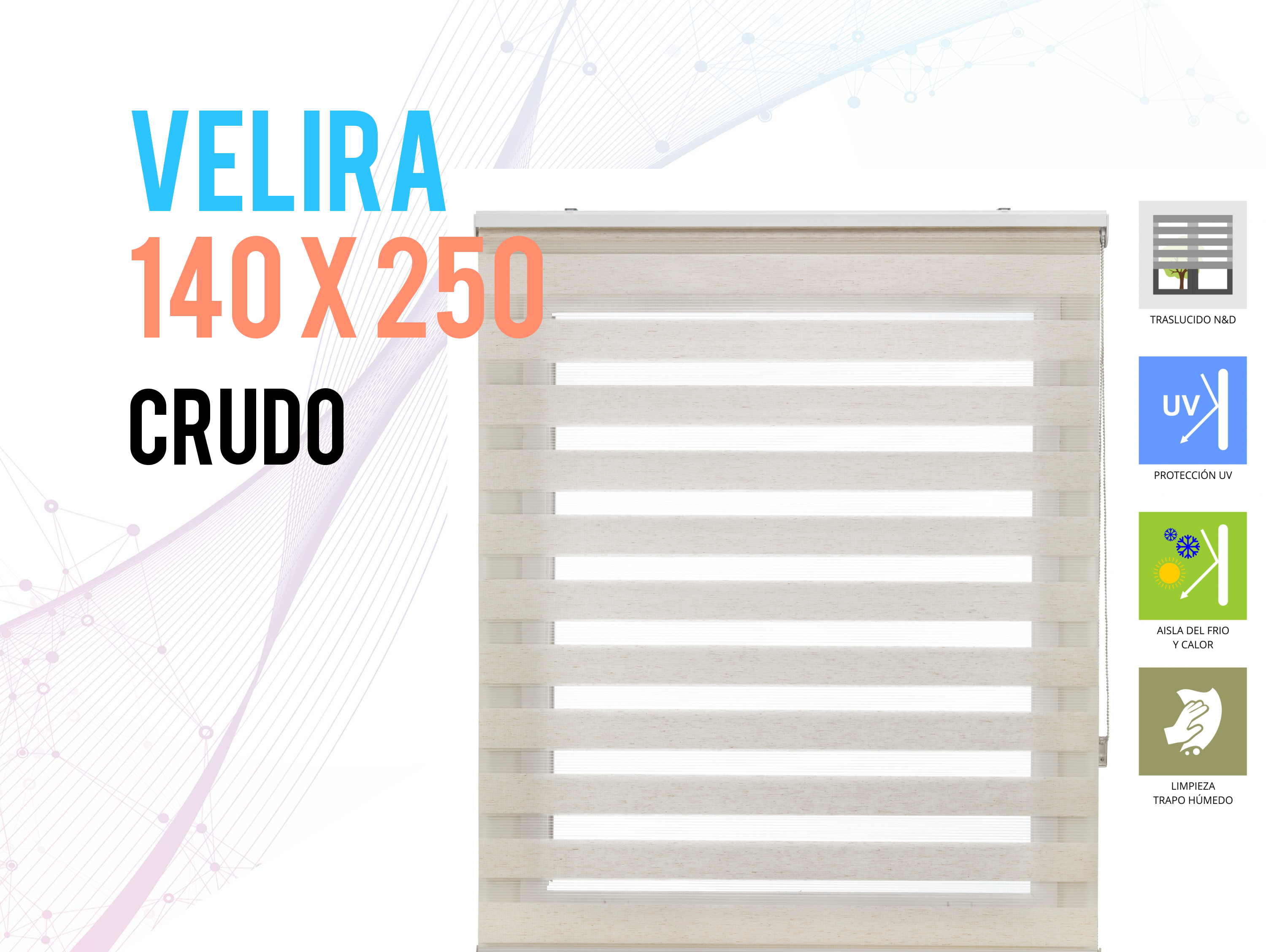 Estor Enrollable 140X250 CRUDO Noche y Día