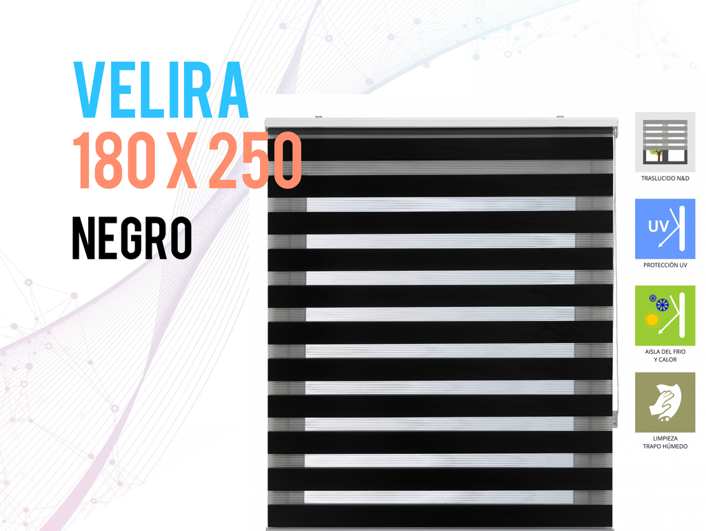 Estor Enrollable 180X250 NEGRO Noche y Día