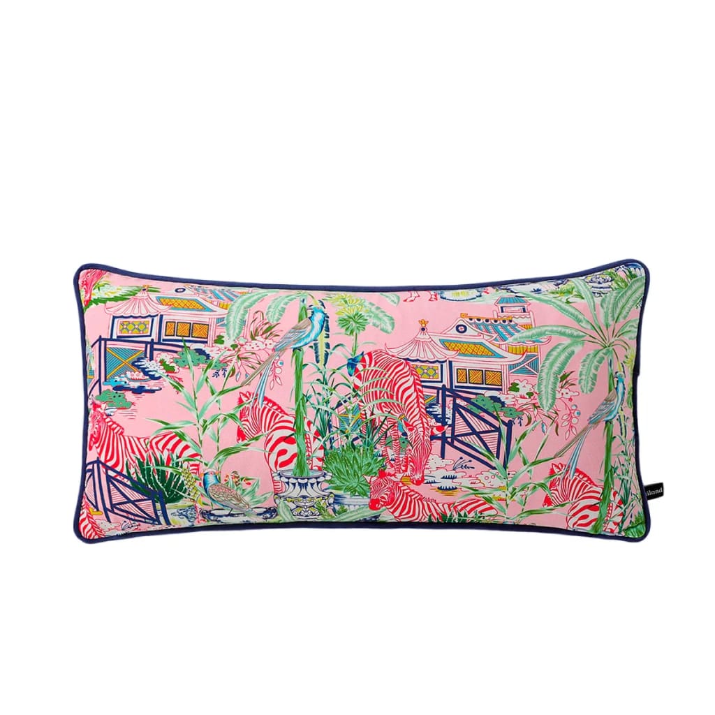 Exquisite Pagoda & Zebra Garden Lumbar Pillow Cover