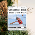 Adorno acrílico personalizado con foto y texto de The Sport Times Newspaper Decoración del árbol de Navidad Regalo de cumpleaños para los amantes del deporte