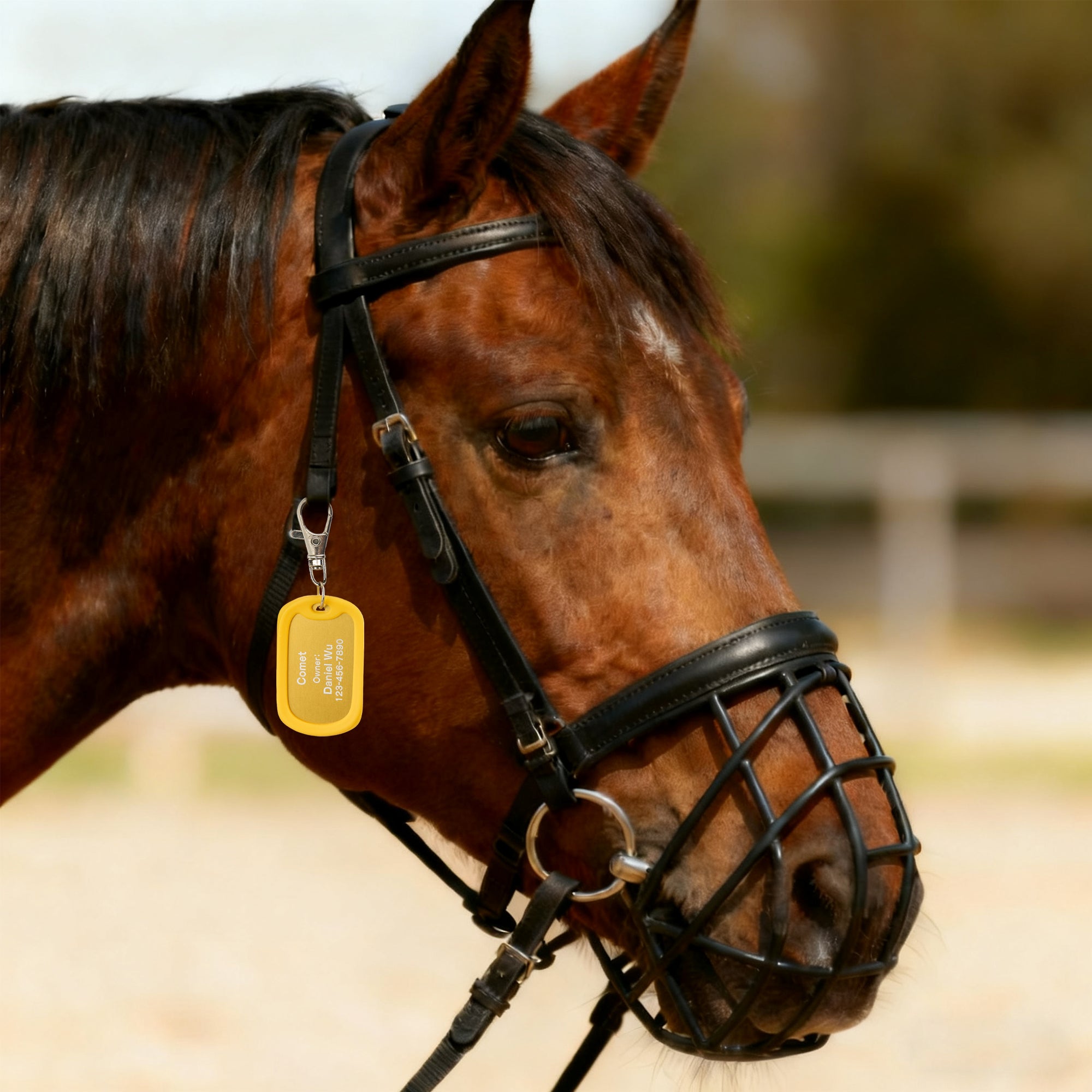 Personalizada Multicolor Nombre ID Caballo Etiqueta de emergencia con el texto Caballo Arnés Decoración Regalo de cumpleaños para los propietarios de caballos