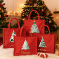 Árbol de Navidad de Acuarela Personalizado Bolsa de Yute Roja de Gran Capacidad con Nombre Fiesta de Navidad Regalo para Niños Amigos