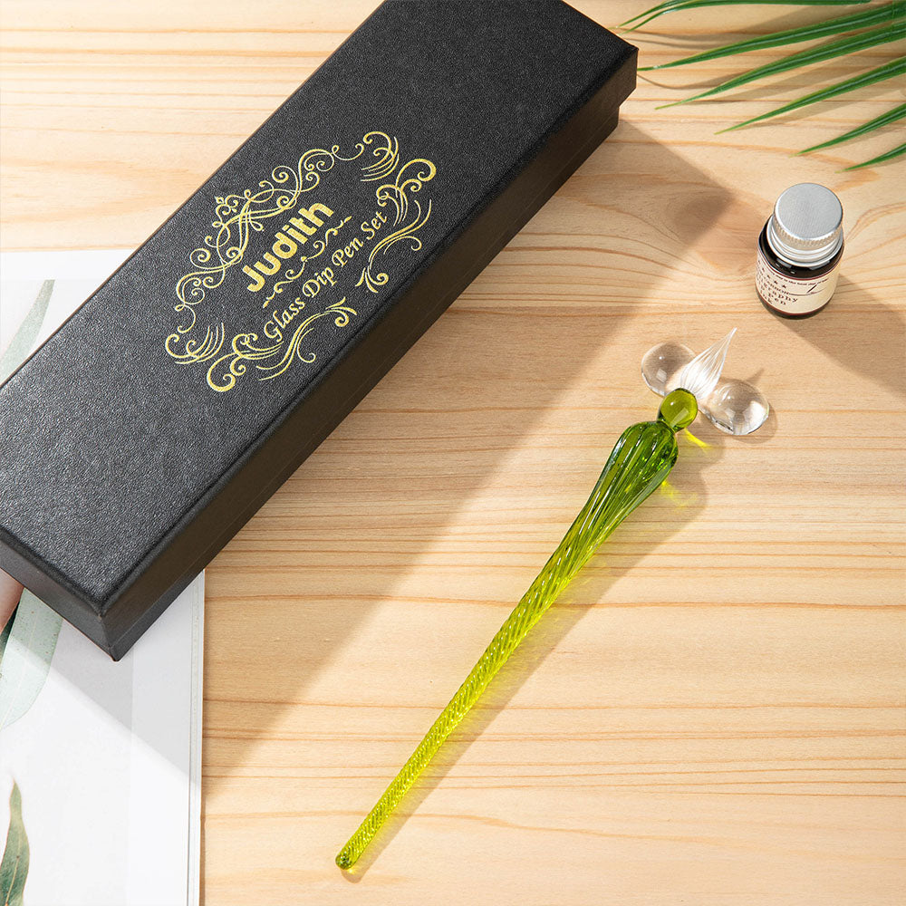Set de Bolígrafo y Caja de Cristal Soplado Personalizados con Inicial y Nombre para Dibujar Accesorio de Firma Regalo de Cumpleaños para los Amantes de la Escritura
