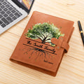 Árbol genealógico de la vida personalizado Cubierta de cuaderno de piel A5 con texto y bolsillo para guardar cosas Regalo de cumpleaños para la familia