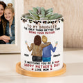 Elegante maceta de cerámica personalizada con el nombre de la madre y la hija en estampado de leopardo Regalo de cumpleaños para la madre y la hija en el Día de la Madre