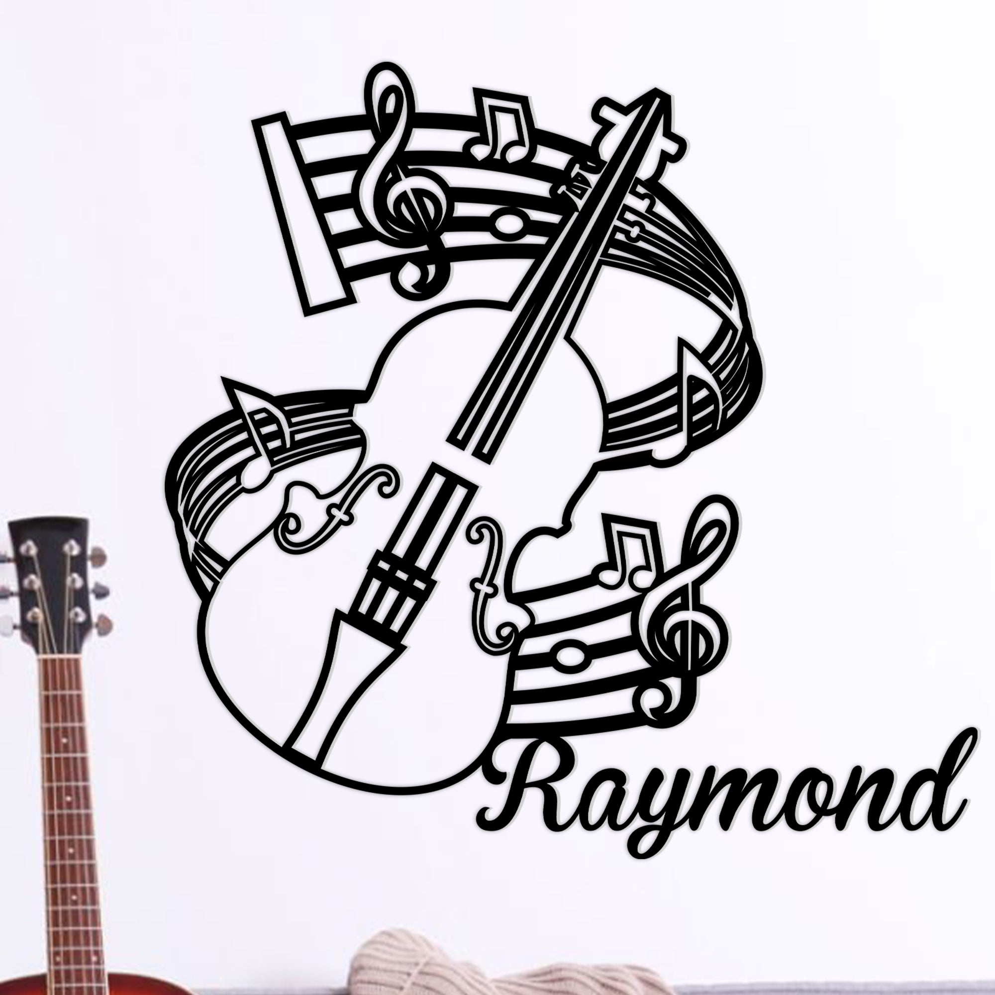 Creativo personalizado Guitarra Nota Música Patrón Metal Signo con Nombre Inicio Pared Decoración Cumpleaños Regalo para Músicos Amantes de la Música