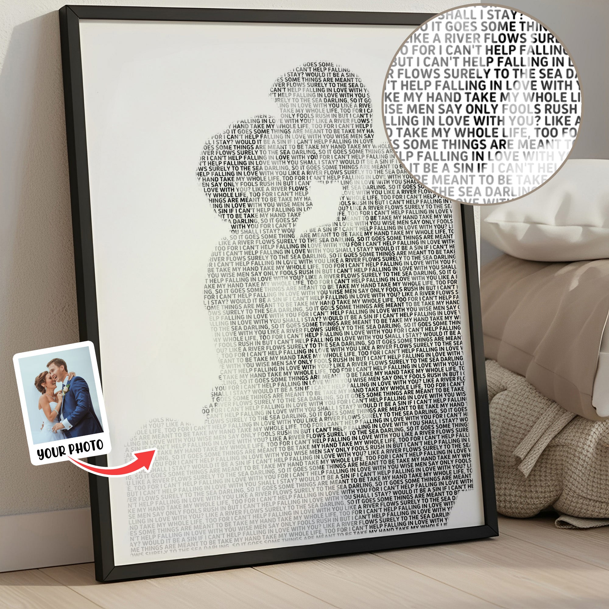 Personalizada Romántica Boda Letras Retrato Lienzo Pintura Día de San Valentín Aniversario Regalo para los amantes Parejas