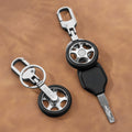 Exquisito llavero personalizado giratorio de llanta de coche con texto Accesorio portátil Cumpleaños Regalo de Navidad para hombres Propietarios de coche