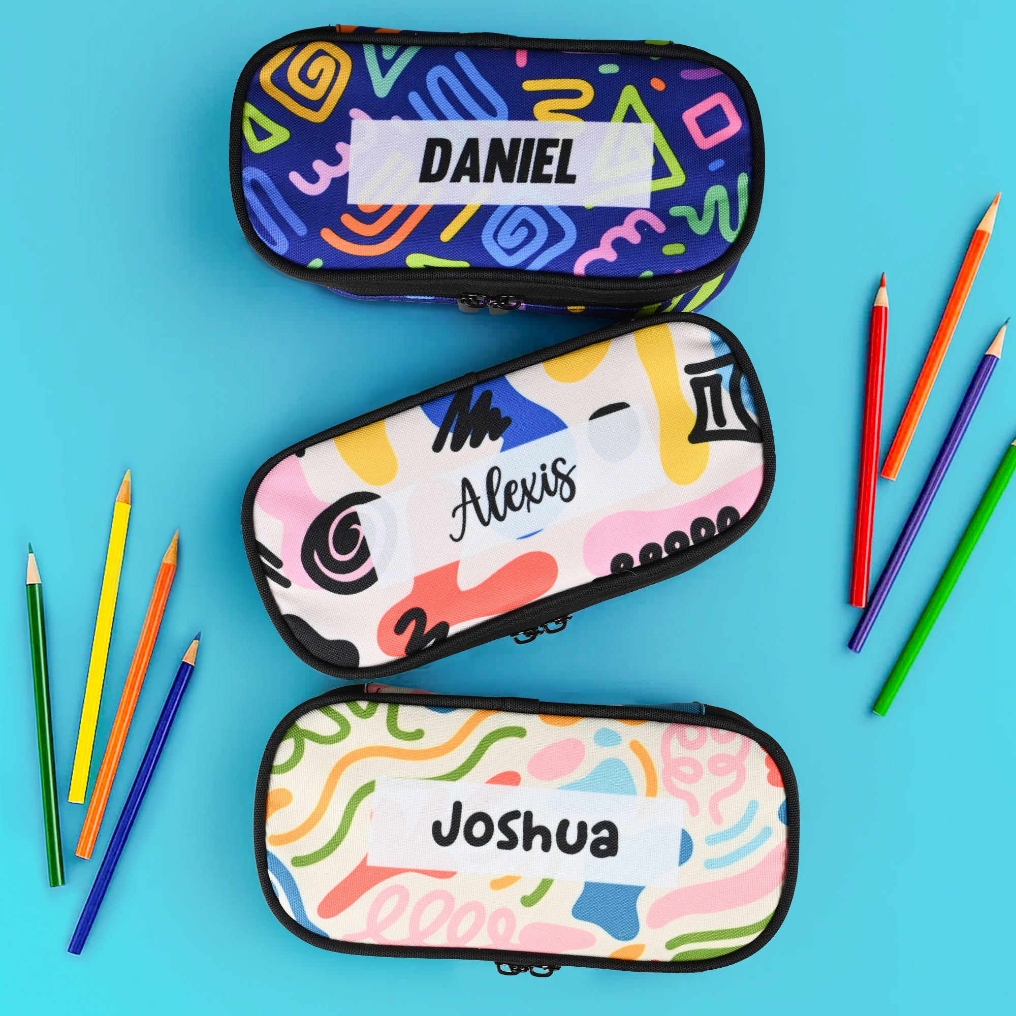 Graffiti abstracto personalizado Estuche multi compartimentos de gran capacidad con nombre Regalo de cumpleaños de vuelta al cole para estudiante Profesor Artista