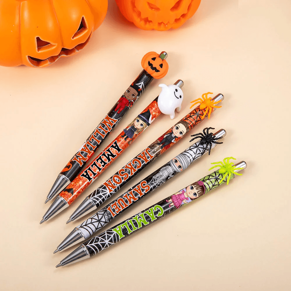 Calabaza personalizada Fantasma Halloween Personaje de dibujos animados Bolígrafo con nombre Fiesta de Halloween Regalo para niños