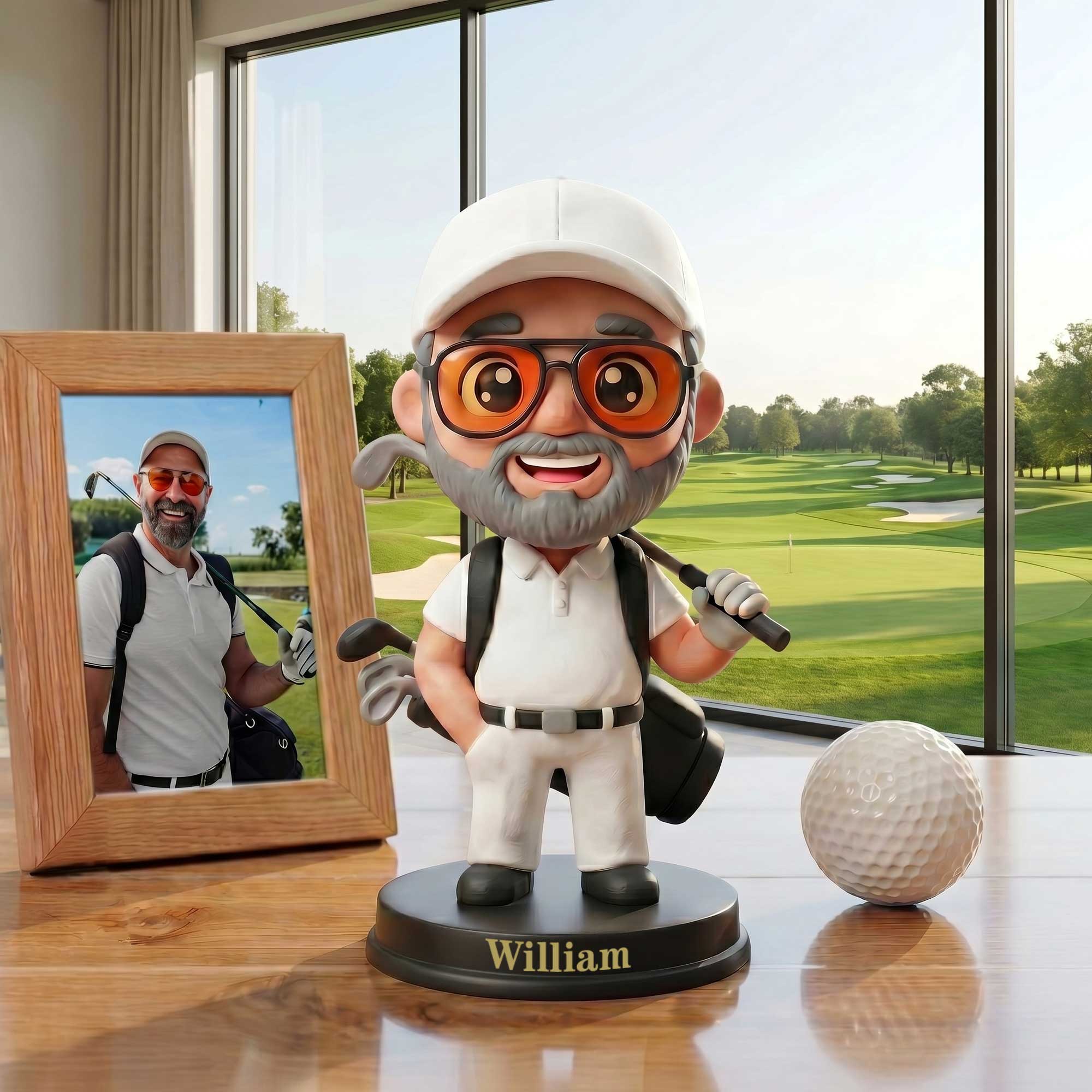 Figurita de golf con foto impresa en 3D personalizada con nombre Decoración de sobremesa Regalo de cumpleaños para los amantes del golf