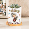 Maceta de Cerámica con Nombre y Bandeja de Bambú Personalizada Abuela Personaje de Caricatura Mariposa Decoración del Hogar Regalo del Día de la Madre para Mamá Abuela