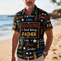 Personalizada Multicolor Nube de Palabras Camisa Hawaiana con 1-8 Nombres y Título Cumpleaños Día del Padre Regalo para el Padre Familia Amigo
