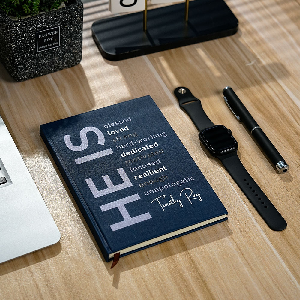 Cuaderno personalizado He Is Strong Motivated Healing A5 con afirmaciones positivas y nombre Regalo de cumpleaños inspirador para hombre
