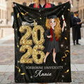 Manta de Graduación Personalizada de Dibujos Animados con el Año y el Nombre Regalo de Graduación para Graduados