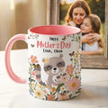 Personalizado colorido animal de dibujos animados de diseño floral 11 oz 15 oz Taza de cerámica con nombre Día de la Madre Regalo para Mamá Mujer