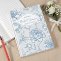 Personalizado Algo Azul Vintage Floral A5 cuaderno con nombre Fecha y 200 páginas rayadas Bridal Shower Wedding Gift for Bride