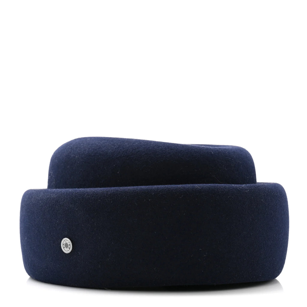 Hermes Rabbit Felt Foudre Pillbox Hat 58 Marine