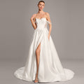 Bridal Wedding Dress Ivory Sleeveless Long Off the Shoulder A-line