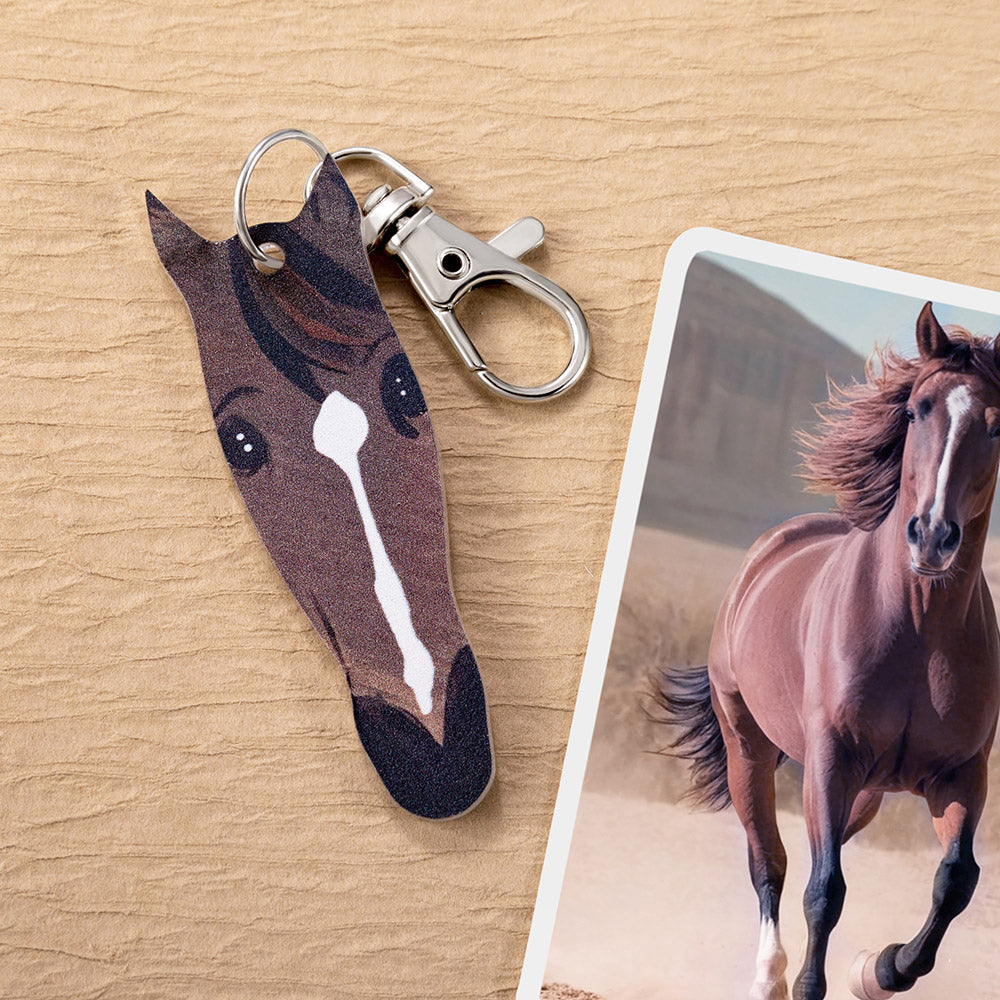 Llavero personalizado multicolor con foto de cara de caballo con marca de nacimiento y nombre Bolsa Accesorios Ecuestre Aniversario Cumpleaños Regalo para los amantes de los caballos