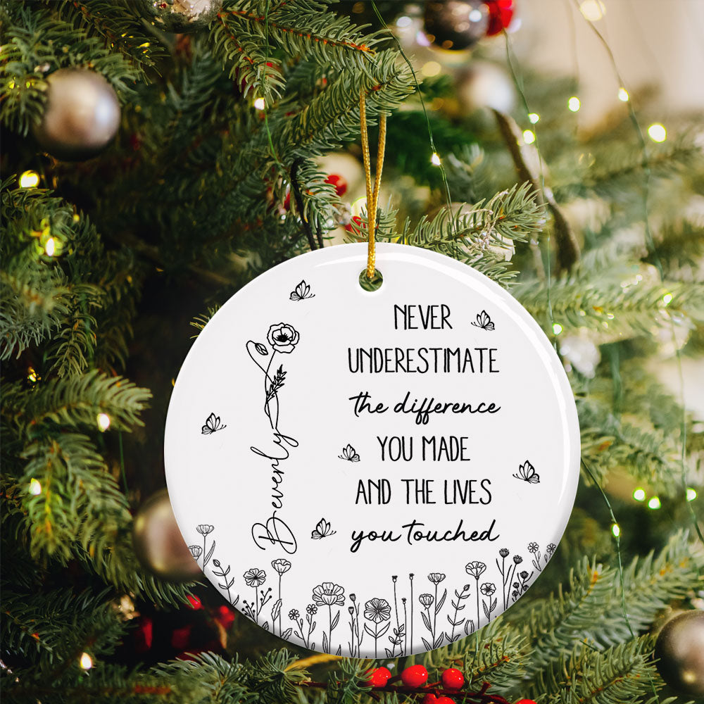 Personalizada Nacimiento Flor Ornamento de Cerámica con Nombre Árbol Decoración Navidad Cumpleaños Regalo para Líder Compañero de Trabajo Amigos