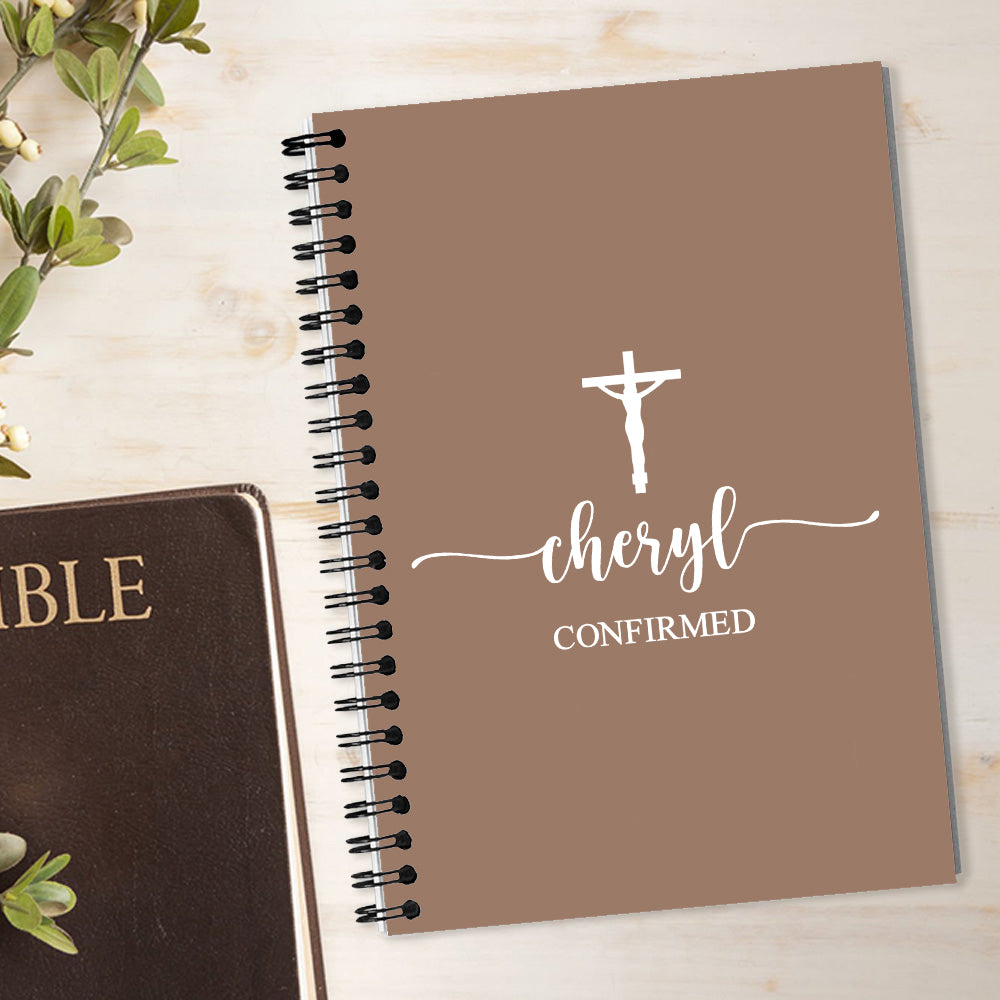 Personalizada Cruz Nombre Artístico 120 Páginas A5 Espiral Diario Cuaderno Grabación Accesorios Cumpleaños Religioso Bautizo Regalo para Cristianos