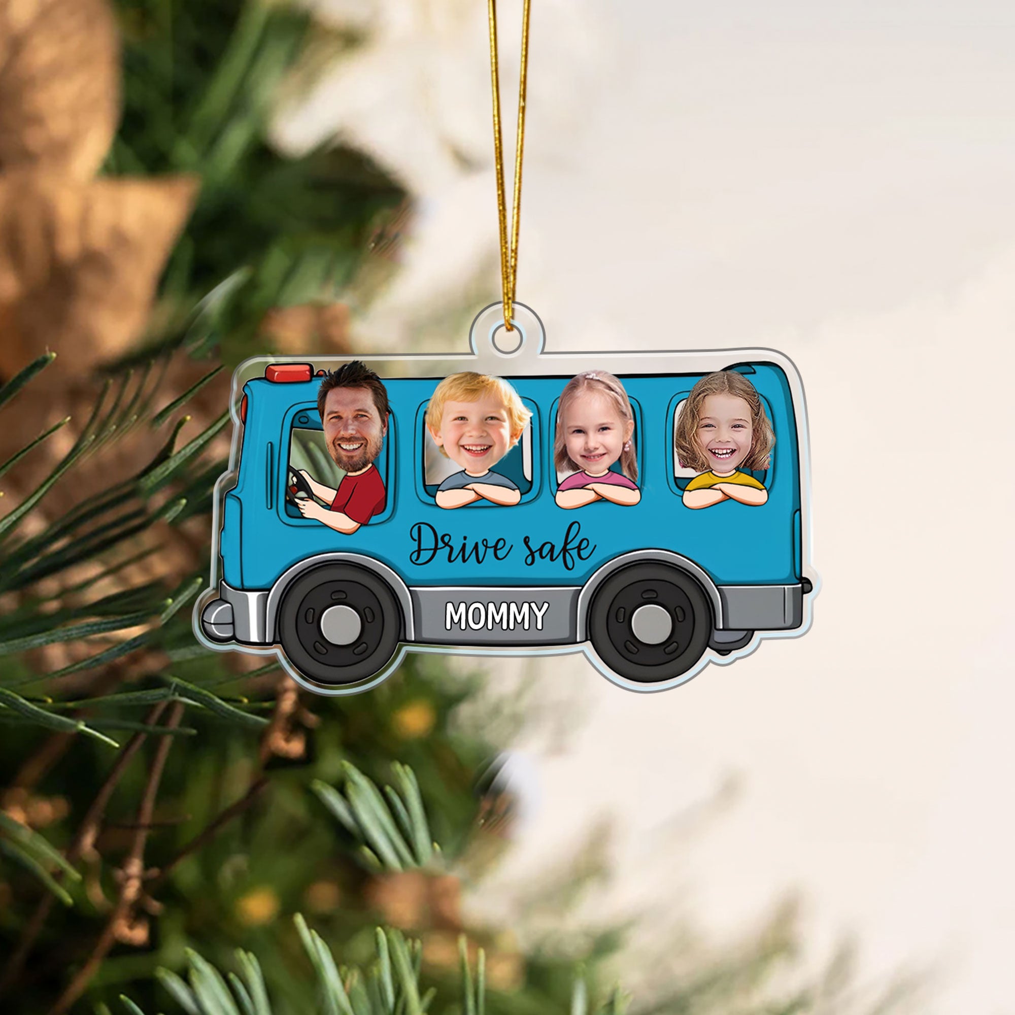 Personalizada Autobús Escolar Diseño 1-8 Fotos Acrílico Ornamento con Texto Árbol Decoración Regalo de Navidad para el conductor del autobús escolar