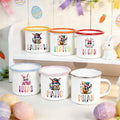 Gafas de sol personalizadas lindo conejo 12 oz taza de esmalte con el nombre de cumpleaños de Pascua del partido de regalo para los niños