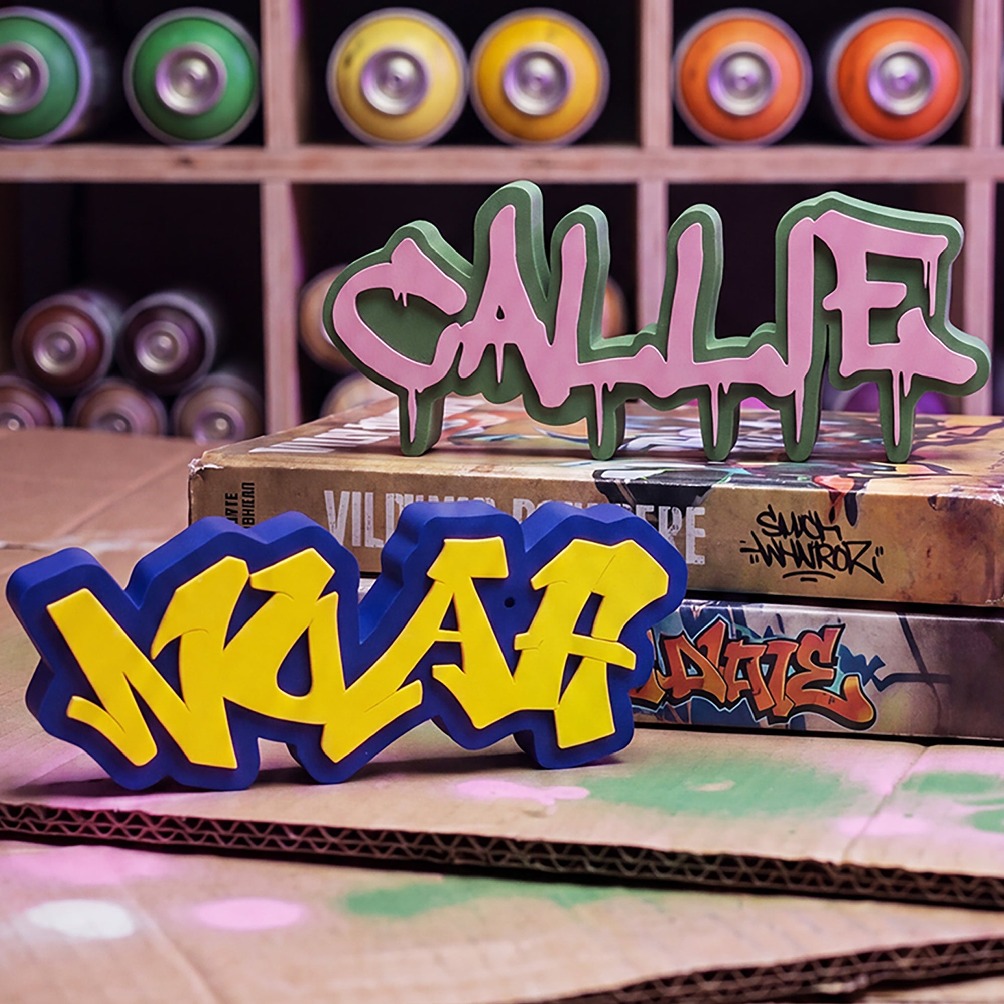 Placa personalizada con el nombre del graffiti impresa en 3D en dos colores Decoración de escritorio de oficina Decoración para el hogar Regalo de cumpleaños para los amantes del graffiti