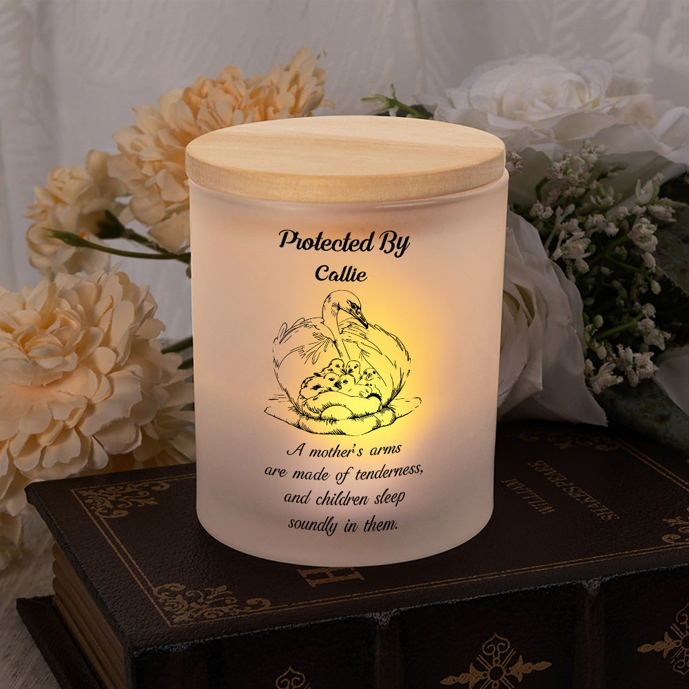 Vela LED personalizada Mamá cisne protege a sus bebés Tarro con nombre y texto Decoración del hogar Día de la madre Cumpleaños Regalo para mamá Abuela