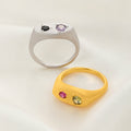 Personalizada Piedras de Nacimiento Signet Anillo Dainty Joyería Cumpleaños Aniversario Día de la Madre de regalo para las mujeres