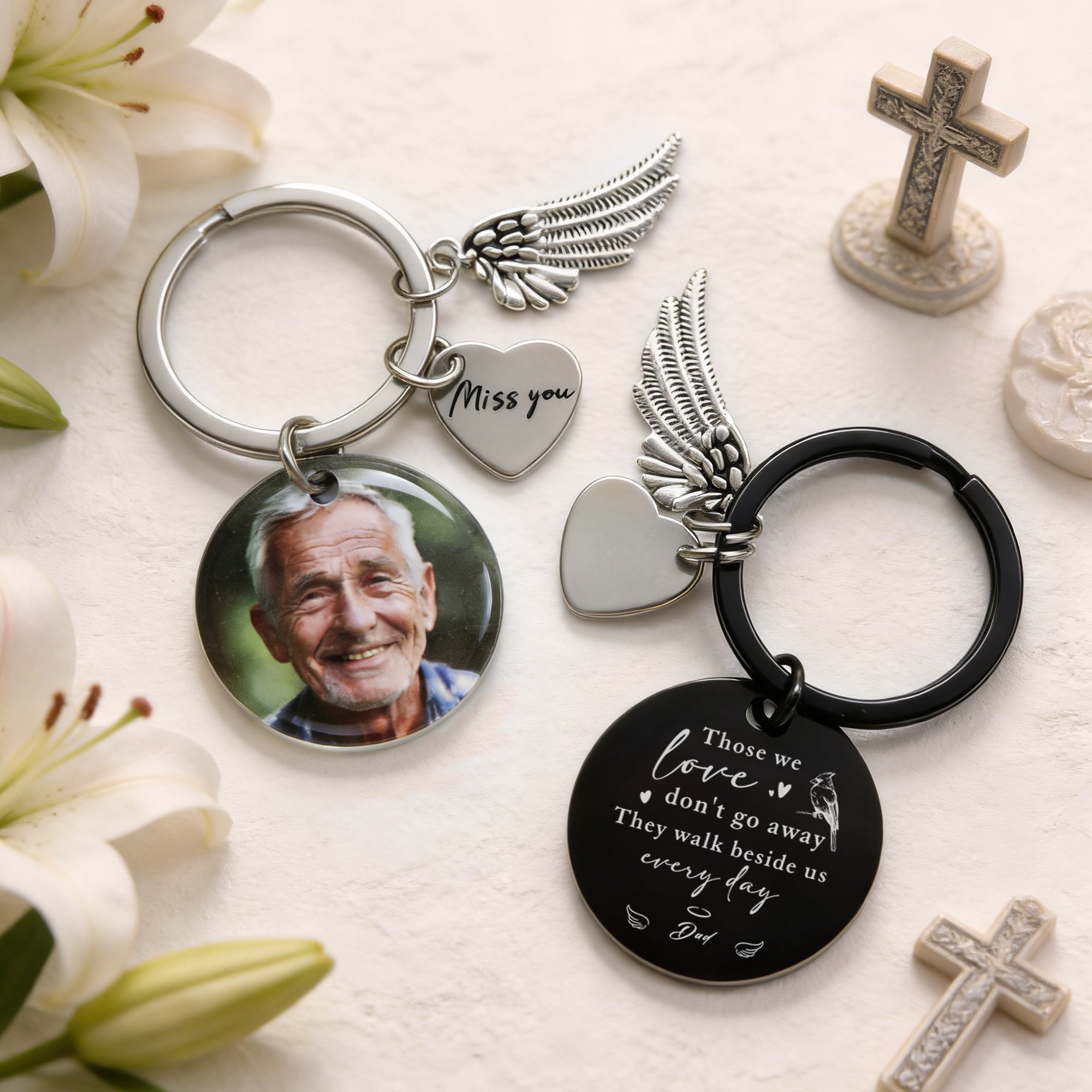 Llavero personalizado ala de ángel con foto de amor y apodo Regalo conmemorativo de condolencia por la pérdida de un ser querido