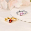 Personalizada Piedra de Nacimiento Rosa Corazón Anillo de Plata de Ley con Texto Grabado Joyería Delicada Día de la Madre Cumpleaños Aniversario Regalo para Mujeres