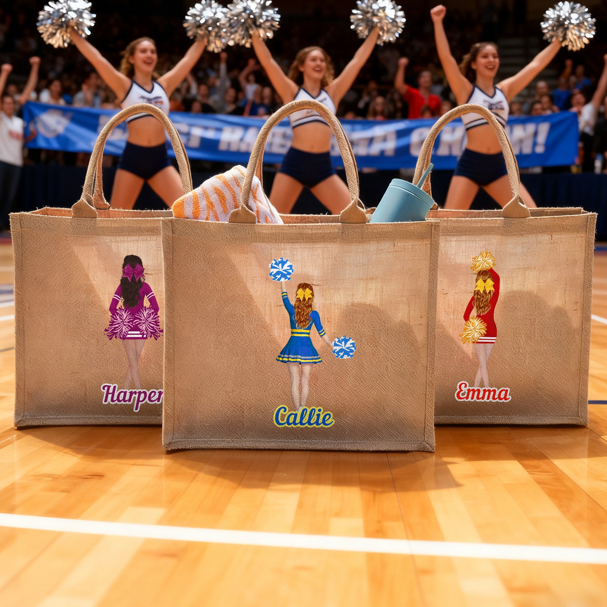 Bolsa de Yute Personalizada con el Nombre del Equipo Senior Night Game Day Regalo para Entrenadores de Animadoras