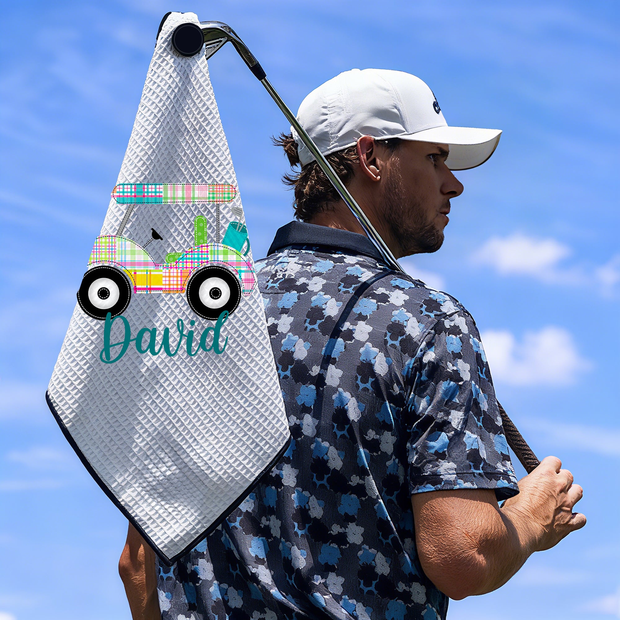 Toalla de golf personalizada con nombre y pinza para colgar Accesorios deportivos Regalo de cumpleaños para jugadores de golf