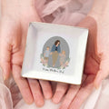 Personalizado estilo minimalista foto flor de cerámica baratija joyería plato con texto Día de la Madre cumpleaños aniversario regalo para mamá novia Bestie