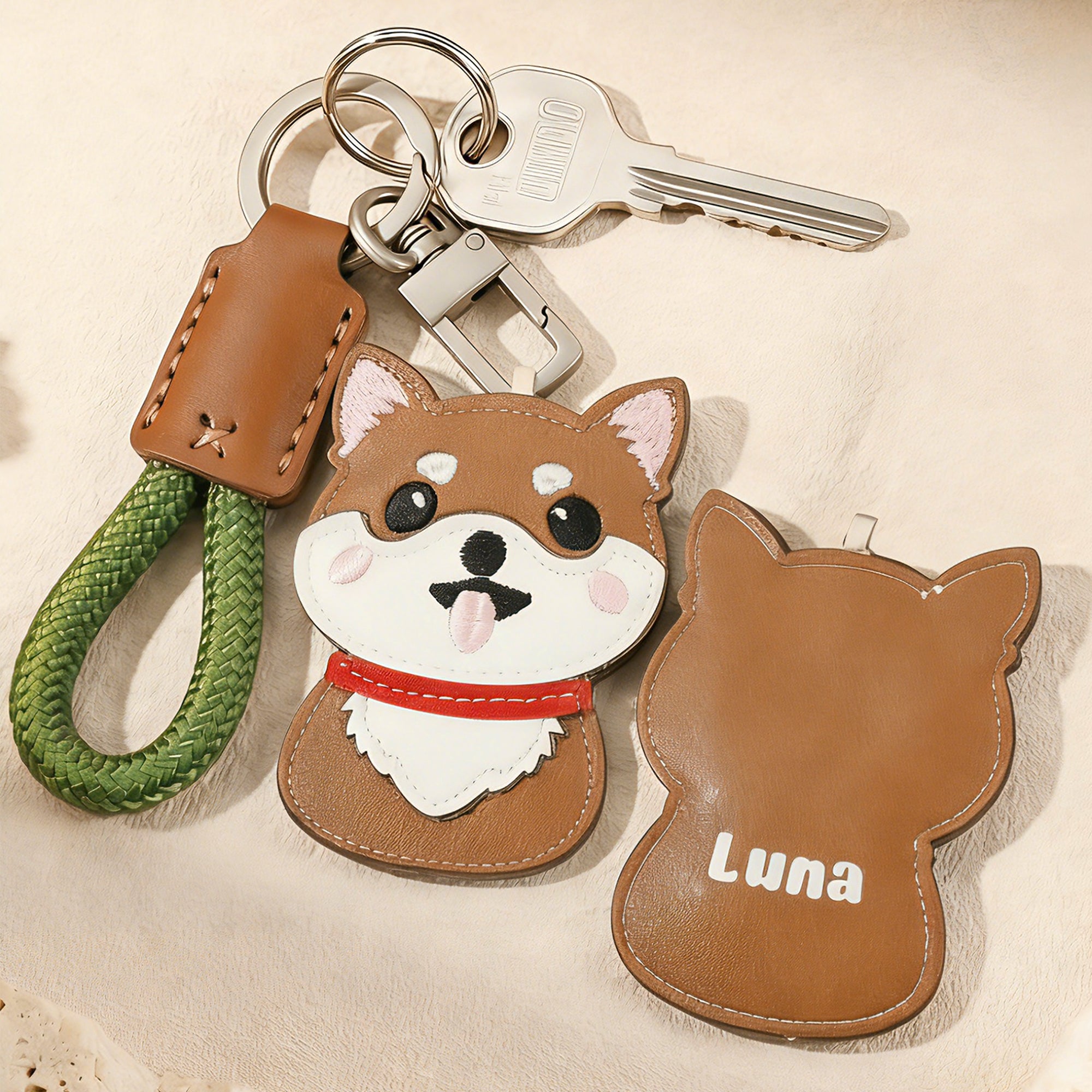 Personalizado lindo perro de cuero de PU encanto llavero con nombre Día de la Adopción de regalo de cumpleaños para el dueño del perro Pet Lover